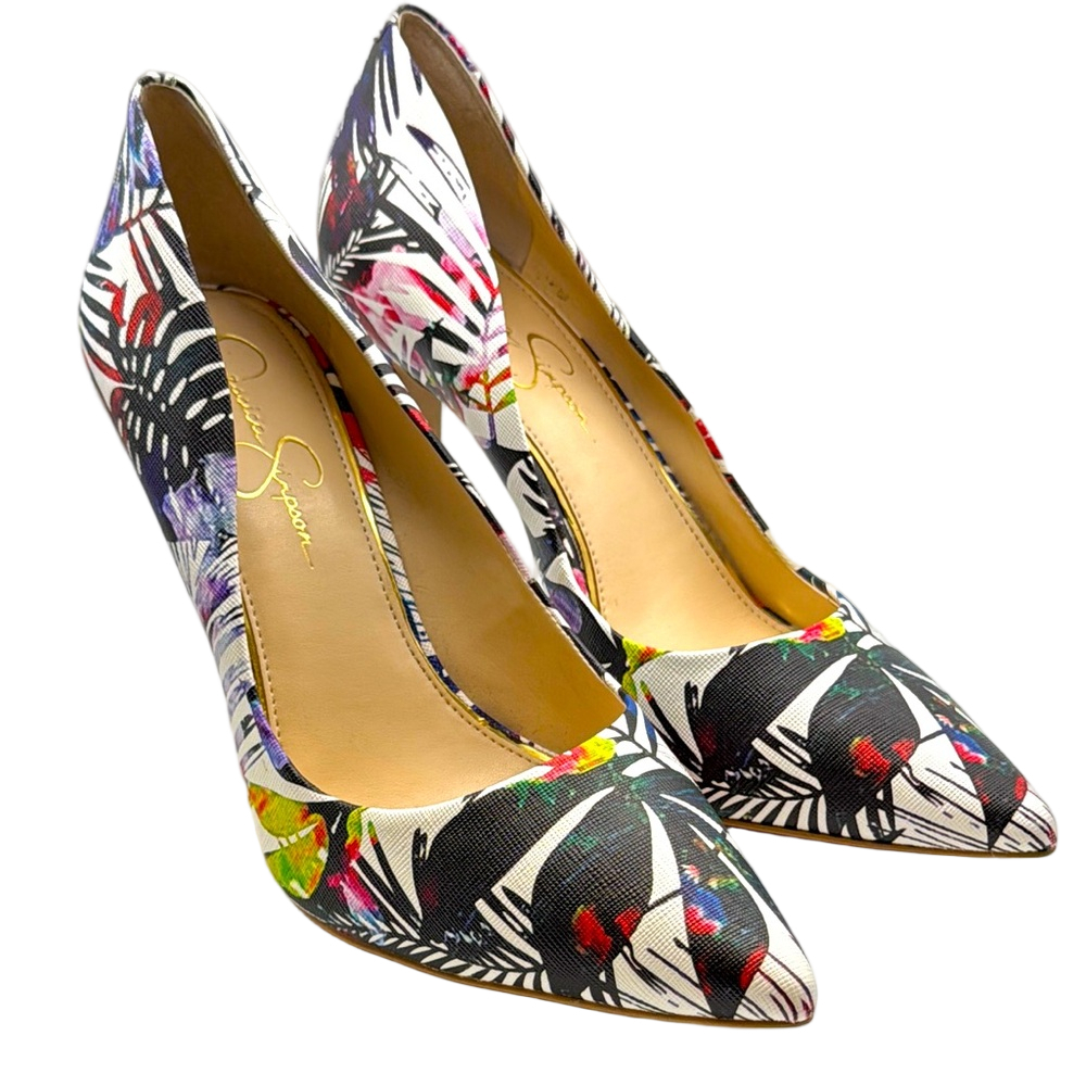Jessica Simpson Cassani Palm Print Stiletto Pump Size 11